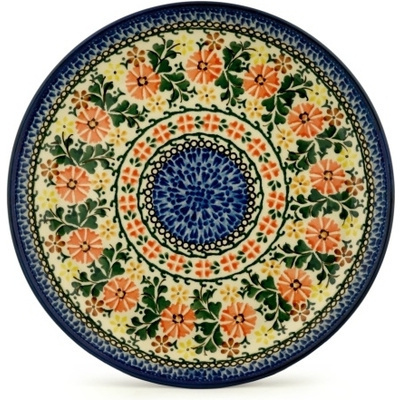 Polish Pottery Plate 9" Red Chickory Circle UNIKAT