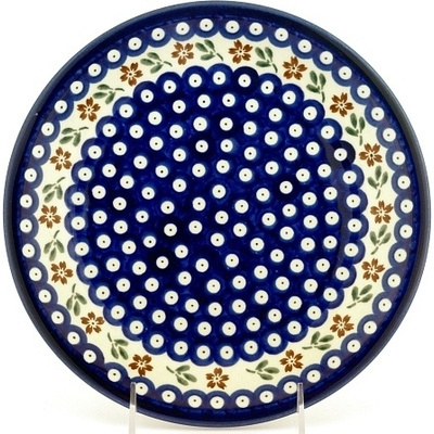 Polish Pottery Plate 9&quot; Red Daisy Peacock