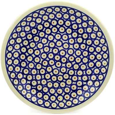 Polish Pottery Plate 9&quot; Red Eyed Peacock