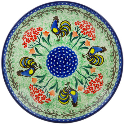 Polish Pottery Plate 9&quot; Rooster Dance UNIKAT