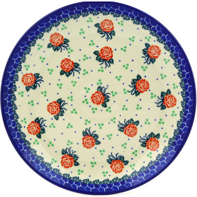 Polish Pottery Plate 9&quot; Rose Field