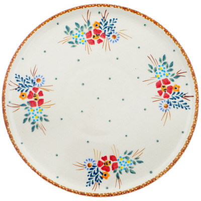 Polish Pottery Plate 9&quot; Rustic Field Flowers Red