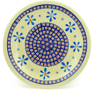Polish Pottery Plate 9&quot; Spinning Daisies