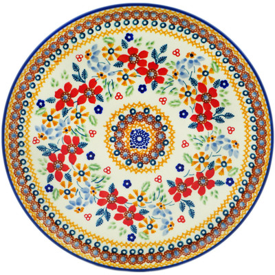 Polish Pottery Plate 9&quot; Summer Bouquet UNIKAT