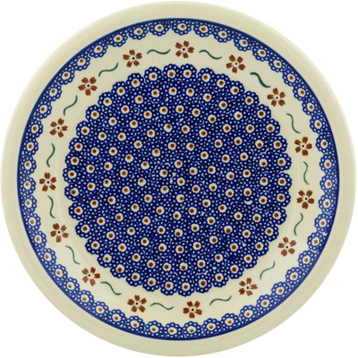Polish Pottery Plate 9&quot; Sweet Red Flower