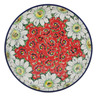 Polish Pottery Plate 9&quot; Sweet Red Petals UNIKAT