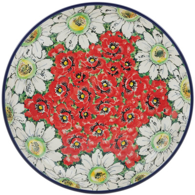 Polish Pottery Plate 9&quot; Sweet Red Petals UNIKAT