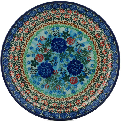 Polish Pottery Plate 9&quot; Water Blooms UNIKAT