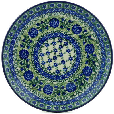 Polish Pottery Plate 9&quot; Wild Roses Lattice UNIKAT