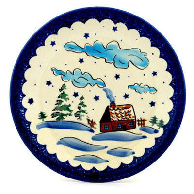 Polish Pottery Plate 9&quot; Winter Chalet