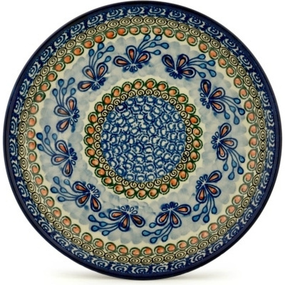 Polish Pottery Plate 9&quot; Winter Fan Fare UNIKAT