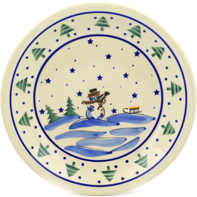 Polish Pottery Plate 9&quot; Winter Forest