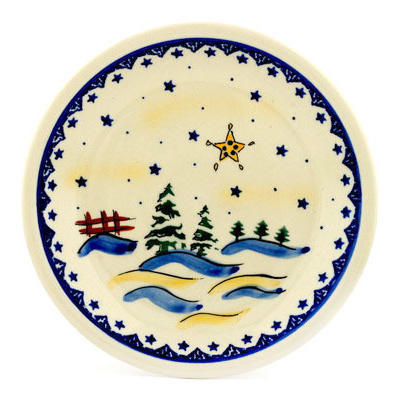 Polish Pottery Plate 9&quot; Winter Wonderland