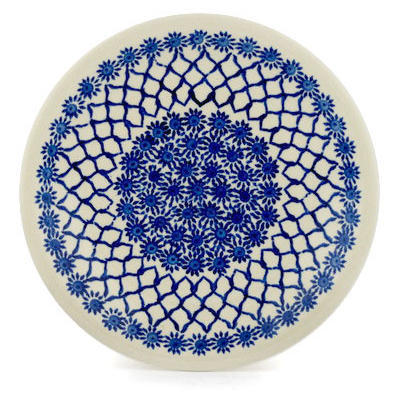 Polish Pottery Plate 9&quot; Woven Blue Astrids