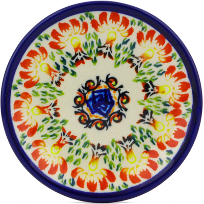 Polish Pottery Plate Small Blooming Red