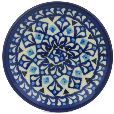 Polish Pottery Plate Small Blue Diamond Dream