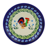 Polish Pottery Plate Small Country Rooster UNIKAT