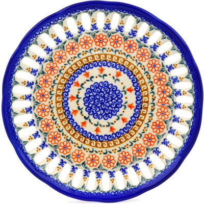 Polish Pottery Plate with Holes 9&quot; Amarillo