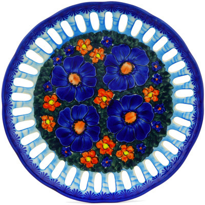 Polish Pottery Plate with Holes 9&quot; Midnight Garden