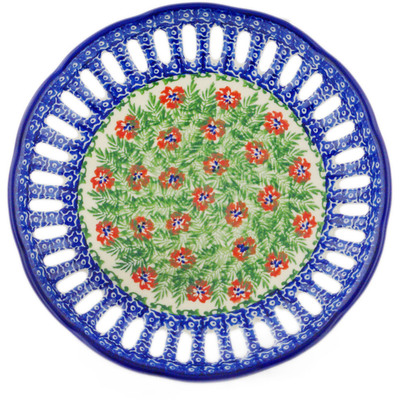 Polish Pottery Plate with Holes 9&quot; Midsummer Bloom