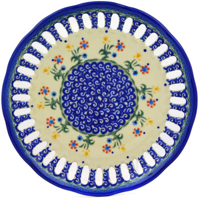 Polish Pottery Plate with Holes 9&quot; Spring Flowers