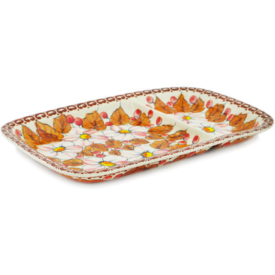 Polish Pottery Platter 10&quot; Autumn Wedding UNIKAT