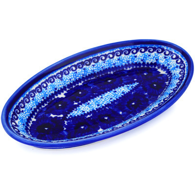 Polish Pottery Platter 10&quot; Azure Sea UNIKAT