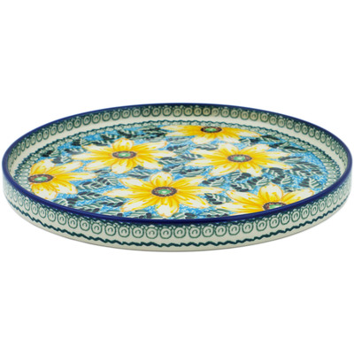 Polish Pottery Platter 10&quot; Black Eyed Susan UNIKAT