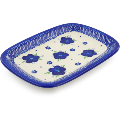 Polish Pottery Platter 10&quot; Bleu-belle Fleur