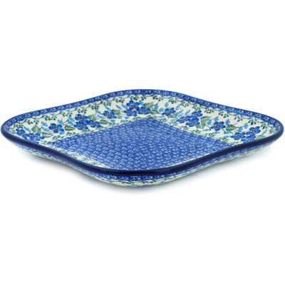 Polish Pottery Platter 10&quot; Blue Blossom