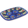 Polish Pottery Platter 10&quot; Blue Bouquet UNIKAT