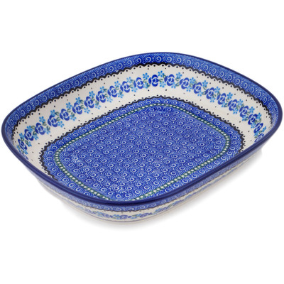 Polish Pottery Platter 10&quot; Blue Bud Sea