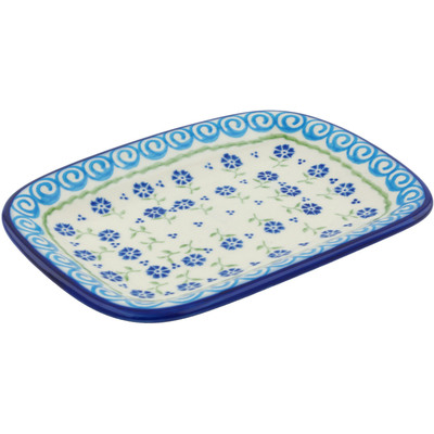 Polish Pottery Platter 10&quot; Blue Bursts
