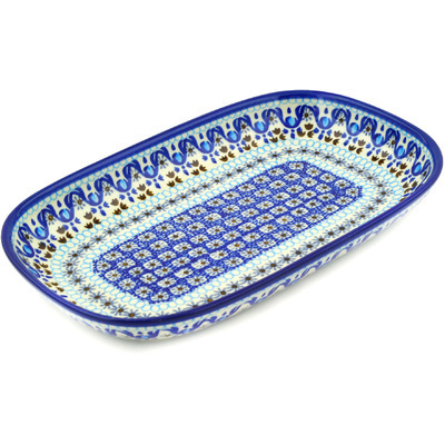 Polish Pottery Platter 10&quot; Blue Ice