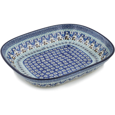 Polish Pottery Platter 10&quot; Blue Ice