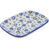 Polish Pottery Platter 10&quot; Blue Thistle Beauty