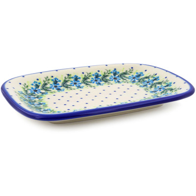 Polish Pottery Platter 10&quot; Blue Wreath