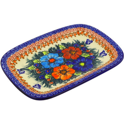 Polish Pottery Platter 10&quot; Butterfly Splendor UNIKAT