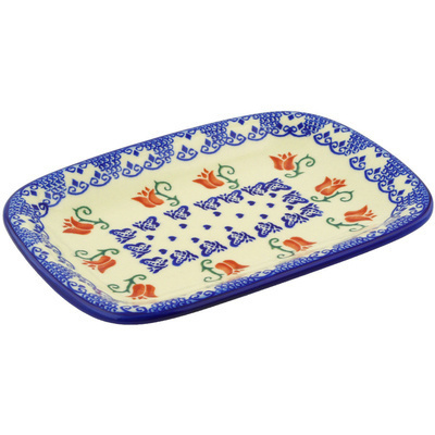 Polish Pottery Platter 10&quot; Butterfly Tulips