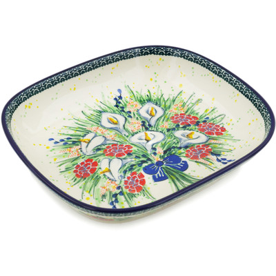 Polish Pottery Platter 10&quot; Canna Lily Elegance UNIKAT