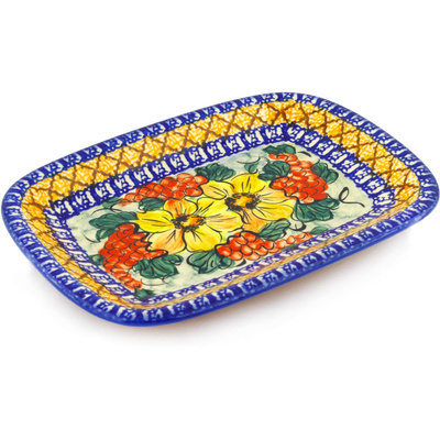 Polish Pottery Platter 10&quot; Colorful Bouquet UNIKAT