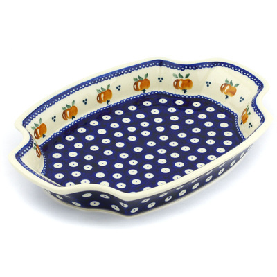Polish Pottery Platter 10&quot; Country Apple Peacock