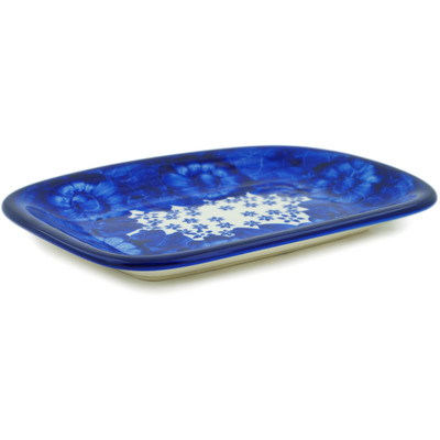 Polish Pottery Platter 10&quot; Divine Cobalt UNIKAT