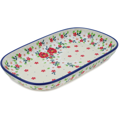 Polish Pottery Platter 10&quot; Festive Misteltoe UNIKAT