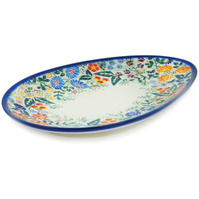 Polish Pottery Platter 10&quot; Floral Abundance UNIKAT