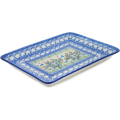 Polish Pottery Platter 10&quot; Free Flock UNIKAT