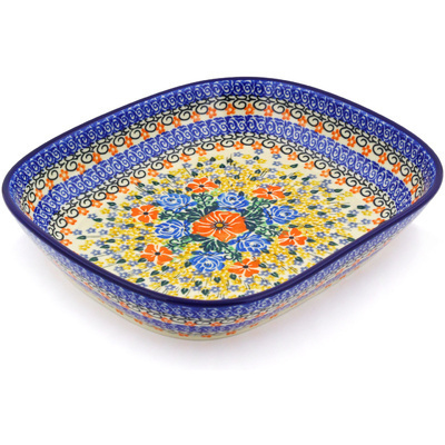 Polish Pottery Platter 10&quot; Golden Daisies UNIKAT