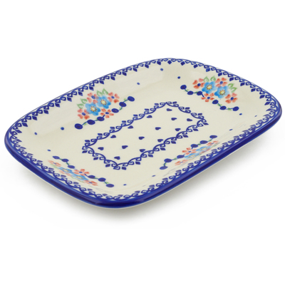 Polish Pottery Platter 10&quot; Hearts And Flowers
