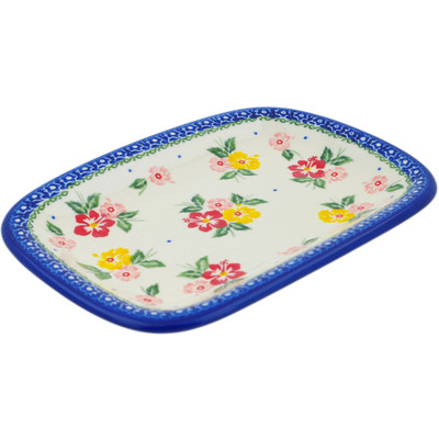 Polish Pottery Platter 10&quot; Hibiscus Splendor