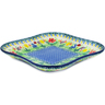 Polish Pottery Platter 10&quot; Lady Bug Tulips UNIKAT